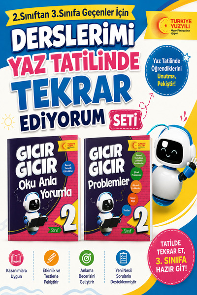 Ata Yayıncılık 2.Sınıftan 3.Sınıfa Geçenler İçin Derslerimi Yaz Tatilinde Tek...