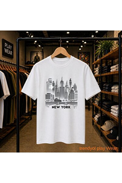 playwear Μπλουζάκι με στάμπα New York Skyscraper, 100% βαμβακερό, oversized, ...
