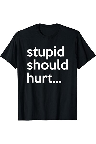212Wear تي شيرت رجالي بتصميم ساخر بعبارة "Stupid Should Hurt" - تي شيرت فكاهي...