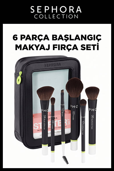 SEPHORA COLLECTION 6 Piece Beginner Makeup Brush Set Powder Blush Eyeshadow E...