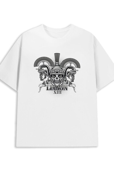 23 nisan Men's Roman Legion Skull Skeleton T-Shirt - 100% Cotton 180GSM White...