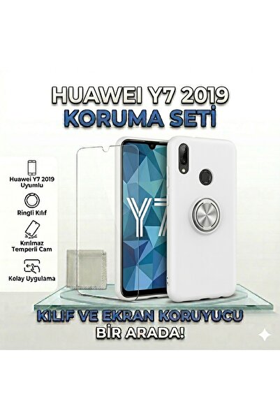 Nettech Huawei Y7 2019 Koruma Seti - Silikon Kılıf ve Ekran Koruyucu İkili Paket