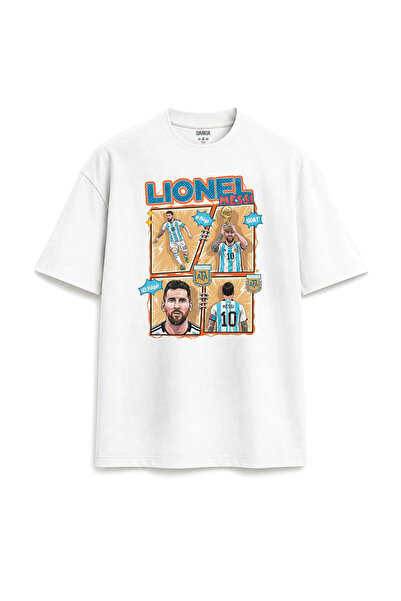 Darkia Argentina Lionel Messi Comic Book Printed Special Design Relax Fit Whi...