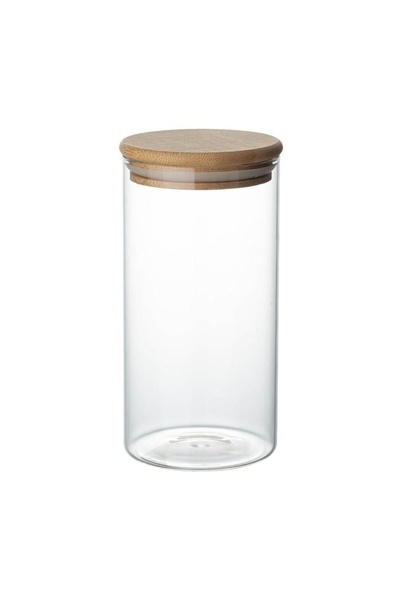 OEM Borcan de depozitare din sticlă, cu capac din bambus, 750 ml, practic pen...