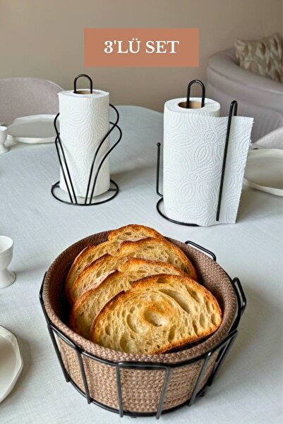 Edora Home Set of 3 Black Swan Napkin Holder, Upright Paper Towel Holder, Ova...