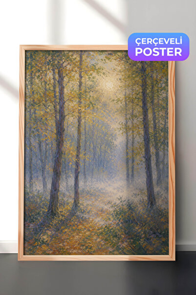 Zestia Pictură murală inspirată de Monet cu pădure cețoasă, peisaj impresioni...