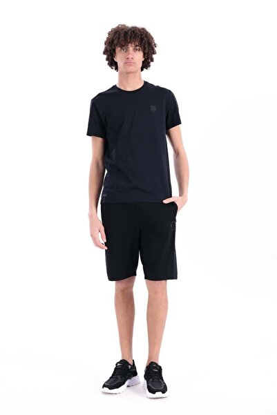 PİERO PERLA Steel Interlock Fabric Premium Garnished Slim Fit Men's Black Shorts