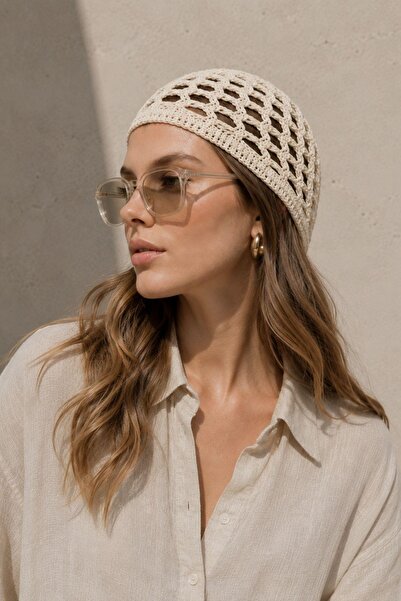 AFVENTE Women's Knitted Beige Knitwear Hair Accessory