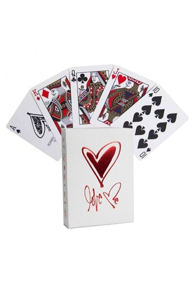Theory11 Set de carti de joc Love Me, 52 carti + 2 jokeri, alb, rosu, 63,5x88...