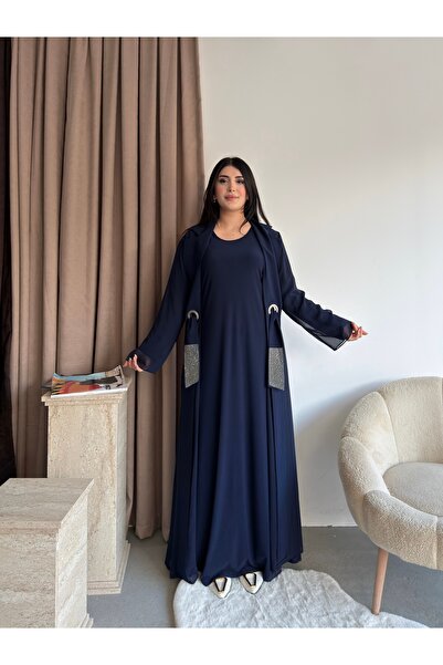 Missrosemoon Yeni Sezon Büyük Beden Tesettür 2’li Elbise Takım – Uzun Hırka v...