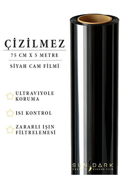 SUNDARK 75 cm X 5 Meters |   %15 |   Black Window Film |   Dark Tone |   Nano...