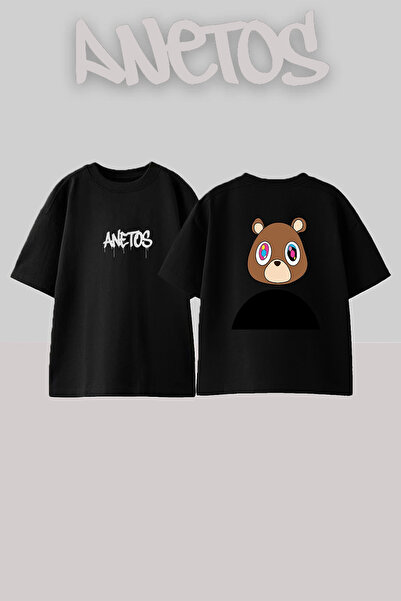 Anetos Dropout Bear_5 dizajn, štampana oversize crna majica