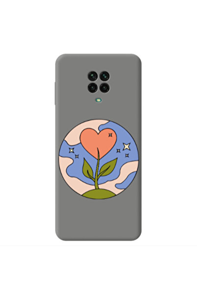 Other Xiaomi Redmi Note 9 Pro Hearted Flower Grey Colored Silicone TPU Θήκη