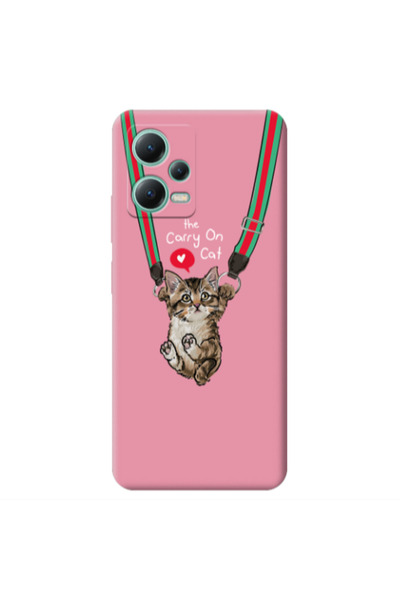 Other Xiaomi Redmi Note 12 Pro 5G Swinging cat Pink Colored Silicone TPU Θήκη