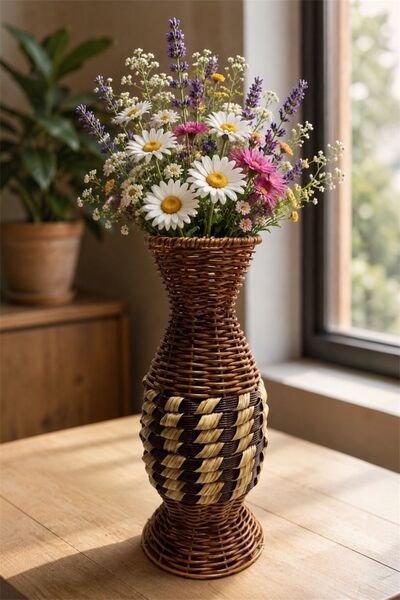 Bayev Rattan Akasya 4206 Vase - Multi-Purpose Decorative Rattan Woven Vase
