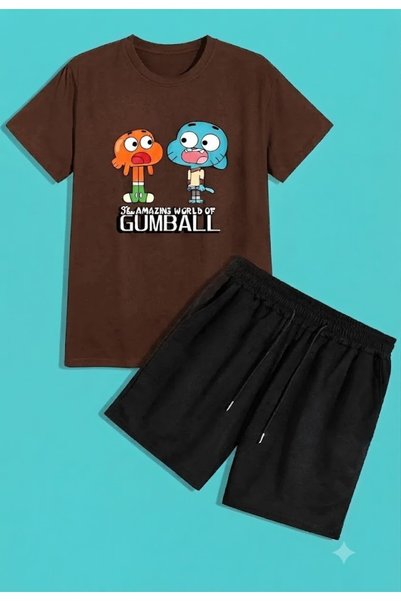 SILATU Unisex Gumbal Printed Shorts and T-Shirt Set