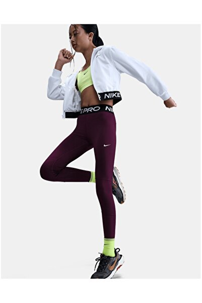 Nike Pro Dri-Fit Girls' Burgundy Sports Tights |   Da1028-610