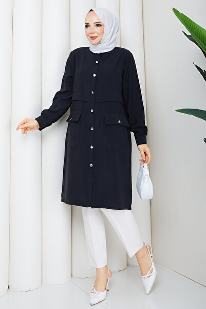 Pamuk Butik Γυναικείο καπάκι με γιακά, τσέπες και κλείσιμο με κουμπί