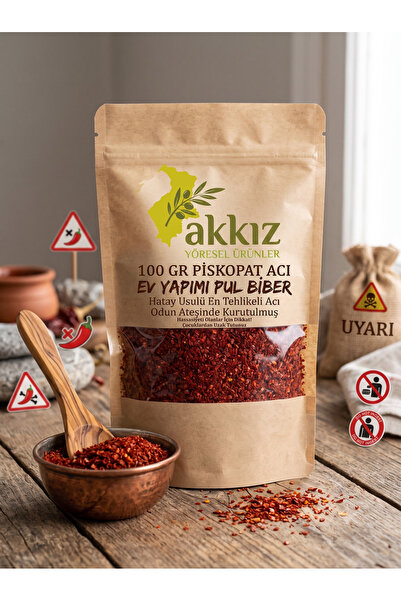 HATAY AKKIZ YÖRESEL HATAY AKKIZ Piskopat Çok Acı Pul Biber 100 Gr