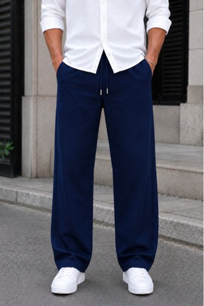 by fiyaka fashion Erkek Beli Lastikli Baggy Keten Pantolon Şık ve Rahat Kullanım