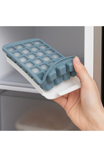 Z Store Tavă pentru cuburi de gheață din silicon albastru cu bază - 32 cuburi...