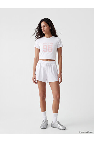LC Waikiki White Women's Shorts with Elastic Waistband