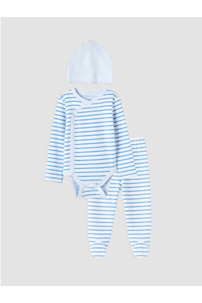 LC Waikiki Blue Striped Baby Boy Hospital Discharge Set