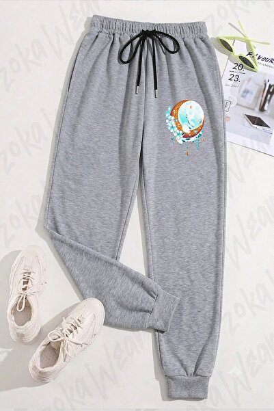 ZOKAWEAR Unisex Moonlight Fox Lunar Polar Fox Printed Sweatpants