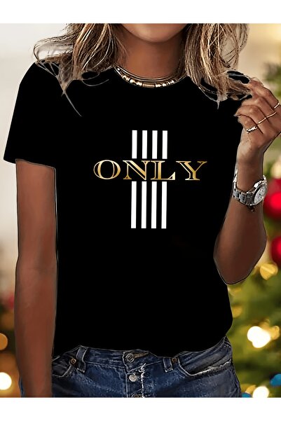 212Wear تي شيرت نسائي صيفي فاخر بطباعة حروف باللونين الأسود والأبيض، قصير الأ...