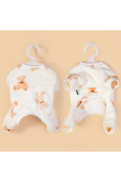 Choice8 L white Cute bear pattern one-piece suit, thick and warm for cats and...