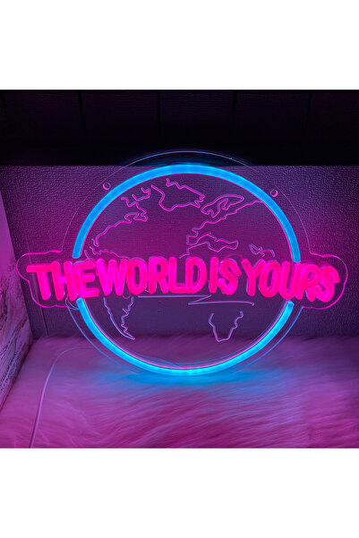Choice colorful The World Is Yours Led Neon Sign, Earth-Shaped Sign 3D Sculpt...