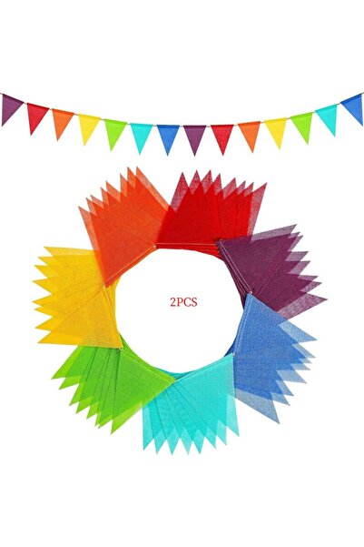 Choice1 2PCS Flags Colorful Pennant Banner Flags Triangle Flags Garland for T...
