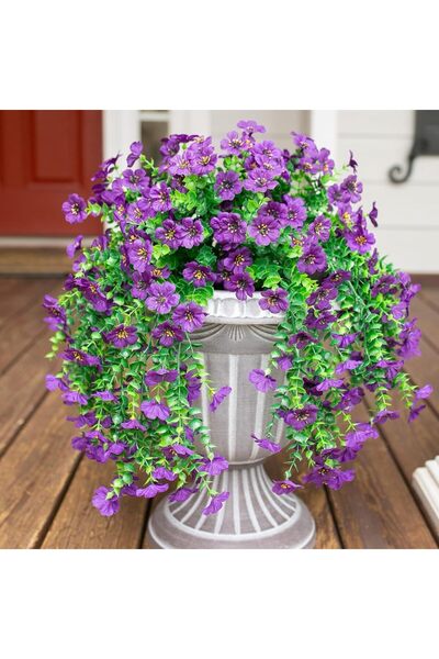 Choice PURPLE 2pcs Hanging Artificial Flowers Plants -Outdoors Spring Summer ...