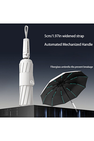 Choice metal-fiber composite 10K WHITE Mechanical handle umbrella, widened st...