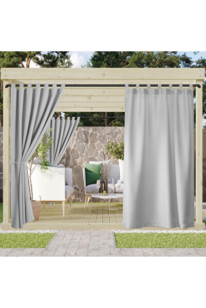 Choice64 Tab Top W254 x H213 Sliver 1PC Terrace Waterproof Outdoor Curtain, W...