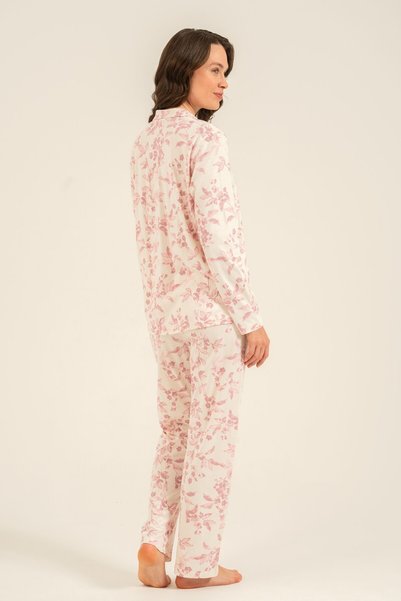 Arnetta Women's Roses Cream Shirt Pajama Set Ar3745-S-V1