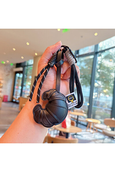 choice2 c-black New Braided Rope Croissant Keychain Heart Shape Mobile Phone ...