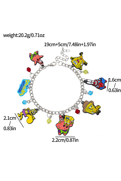 Choice1 SL1867 Cartoon SpongeBob Zinc Alloy Charm Bracelet for Women Oil-Drop...