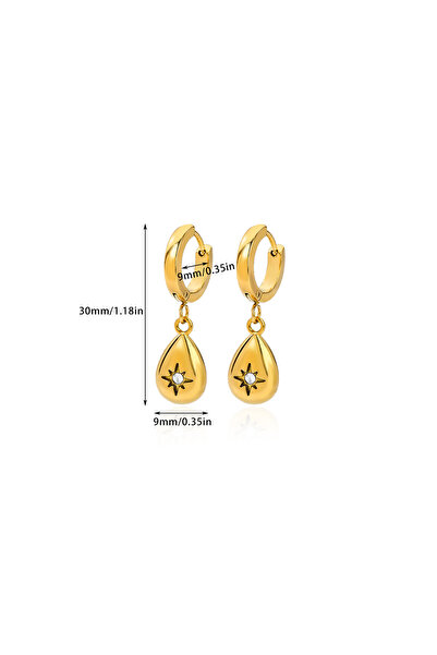 Choice3 1 Zircon Star Moon Earrings For Women Girls Gold Color Stainless Stee...