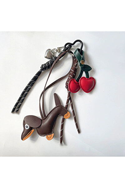 Choice coffee Braided Rope Bag Cherry Pendant High-grade Keychain Pendant Sty...