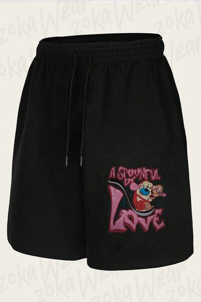 ZOKAWEAR Unisex Ren and Stimpy Valentine's Design Printed Shorts