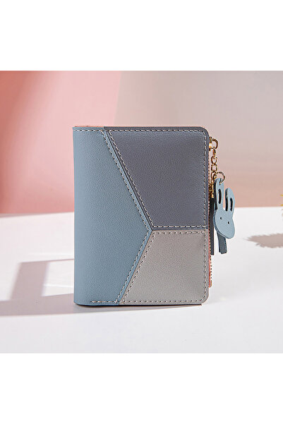 Choice blue Simple Style Short Wallets Tassel Hit Color PU Leather Coin Purse...