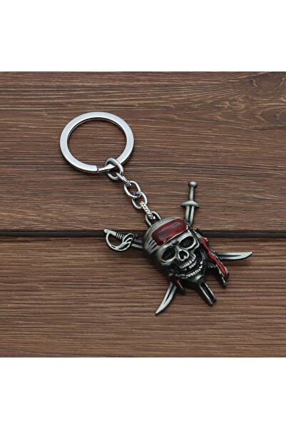 Choice1 RetroSilverColor Vintage Caribbean Pirates Pendant Keychain Men Skull...