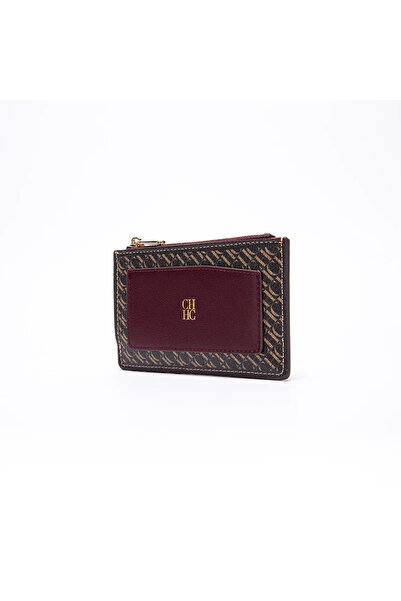 Choice3 CA5-C13-COFFEE-WINE CH Embossed PU Leather Card Holder Women Zipper C...
