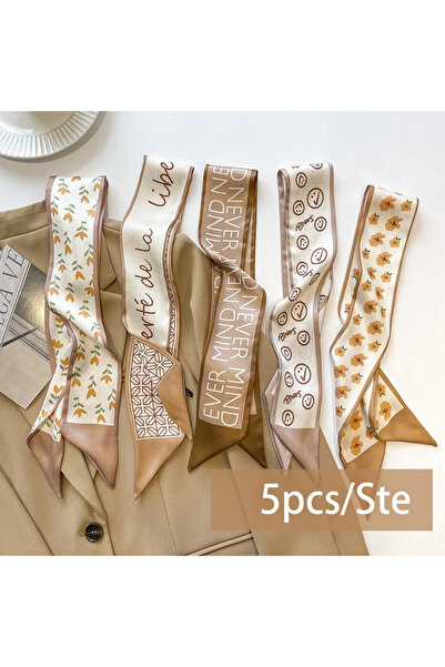 Choice1 مجموعة من 5 قطع من وشاح الحرير الساتان للنساء مقاس 86×6 سم، إكسسوارات...