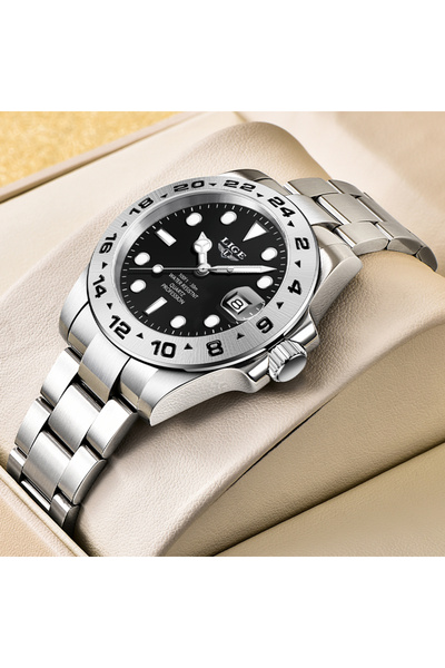 Choice1 LIGE silver black LIGE Diver Watch Men Fashion Business Waterproof Lu...