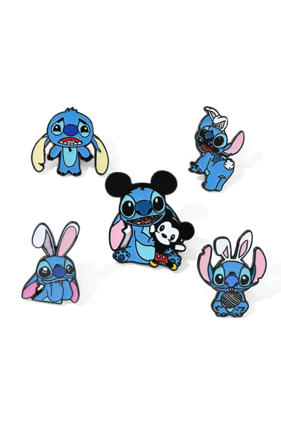 Choice 5 pcs 5 Pcs Cartoon Brooch Cute Stitch Individuality Enamel Pin Metal ...