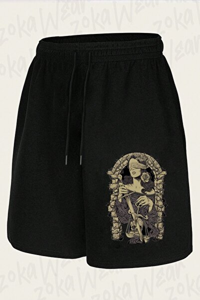 ZOKAWEAR Unisex Gothic, Blind Justice Woman Design Printed Shorts