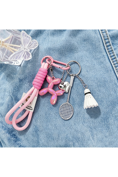 Choice3 pink Trendy Heart Ball Keychain Colorful DIY Charm Braided Rope Keych...