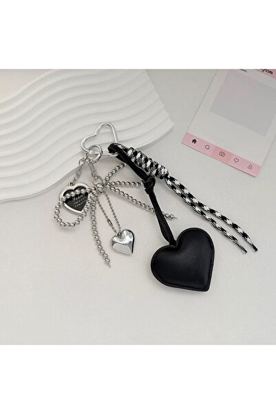 Choice black INS Bag Key Chain Korean Style Bow Phone Pendant Chain Heart Cha...
